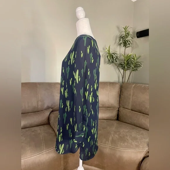 NWT Randoms Boutique Navy Blue Cactus Print Shift Dress Sz M Nashville Country - Picture 3 of 10